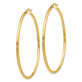 14k 2x55mm Polished Tube Hoop Earrings